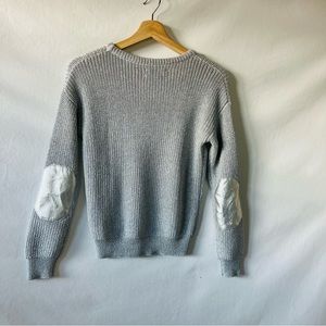 Zadig & Voltaire Metallic Silver Crewneck Sweater with Elbow Patches